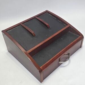 CHERRYWOOD LUXURY WATCH AND JEWELRY BOX DESK ORGANIZER WITH VALET DRAWER